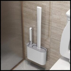 2 em 1 Escova de Silicone para Vaso Sanitário - Base de Banheiro Privada, Alta Eficiência