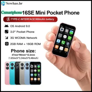 2025 Venda Quente 16SE Mini 3G Smartphone Android 9.0 4.0'Tela Dupla SIM Desbloqueio Facial 2GB + 16GB Play Store Telefo