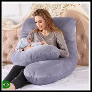 Almofada Travesseiro de Corpo Para Gestante Em Formato de U