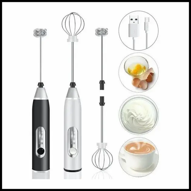 Batedor Misturador Mixer Elétrico para Bebidas Leite Café Clara de Ovo 2 em 1