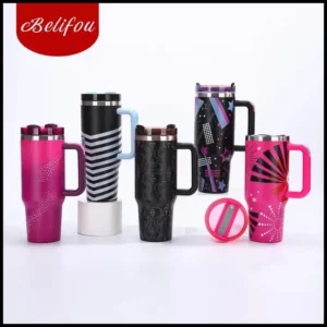 Belifou Garrafa Térmica Copo Boneca Rosa 1200ml Inox Com Tampa e Canudo Personalizado Modelo