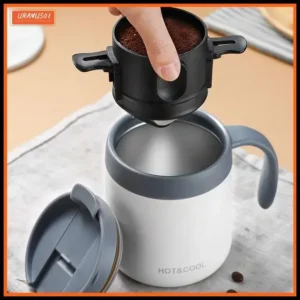 Cafeteira Portátil Dobrável Filtro De Café Em Aço Inoxidável Porta-Reutilizável Descarga Sem Papel Sobre Secador