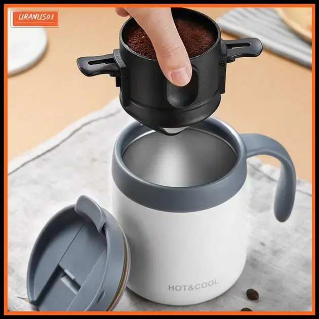 Cafeteira Portátil Dobrável Filtro De Café Em Aço Inoxidável Porta-Reutilizável Descarga Sem Papel Sobre Secador