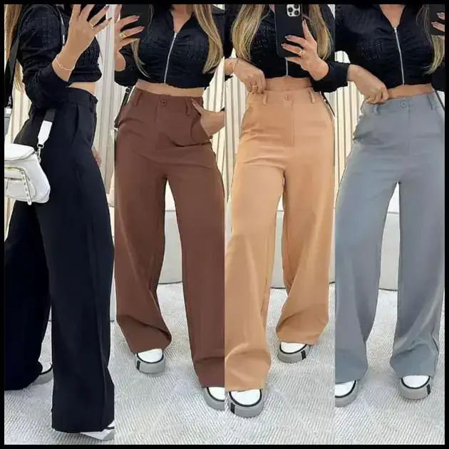 Calça Pantalona Alfaiataria Premium Com Bolso PROMOÇÃO