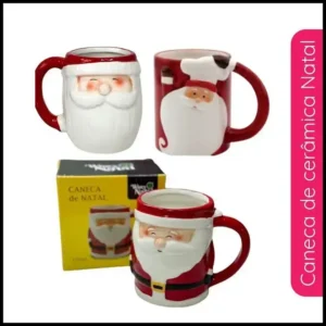 Caneca De Natal Ceramica Papai Noel Presente Natal 330 ml