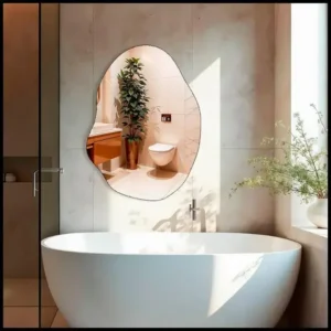 Espelho Pinterest Retrô Lapidado Orgânico 55x75cm de Parede Minimalista Banheiro Hall Entrada Lavabo