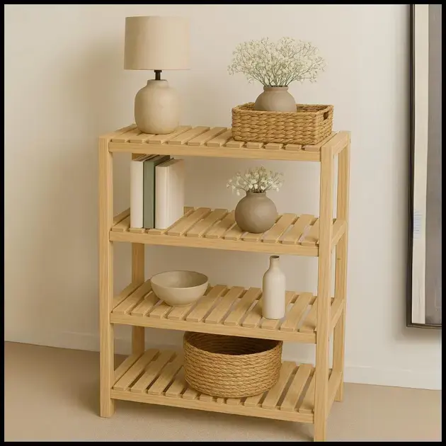 Estante Prateleiras de Madeira com 4 Prateleiras Pinus Maciço Armário Cozinha Sapateira