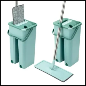 Flat Mop 2 Refis Esfregão Com Balde Rodo Mágico Lava Seca Tira Pó