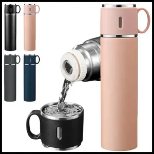 Garrafa Térmica Inox Com Copo 500ml Água Café Chá Caneca Frio Quente Com duas Xicaras