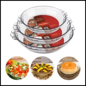 Jogo Kit 03 Travessas Assadeira Filetada Oval Forma Vidro Temperado Marinex Transparente P,M e G