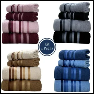 Jogo Toalha de Banho 4 Peças 100% Algodão Grossa Felpuda Super Macia Excelente Absorção New Premier Habitat