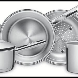 Jogo de Panelas Tramontina Solar em Aço Inox com Fundo Triplo e Tampas de Inox 6 Peças