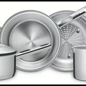 Jogo de Panelas Tramontina Solar em Aço Inox com Fundo Triplo e Tampas de Inox 6 Peças