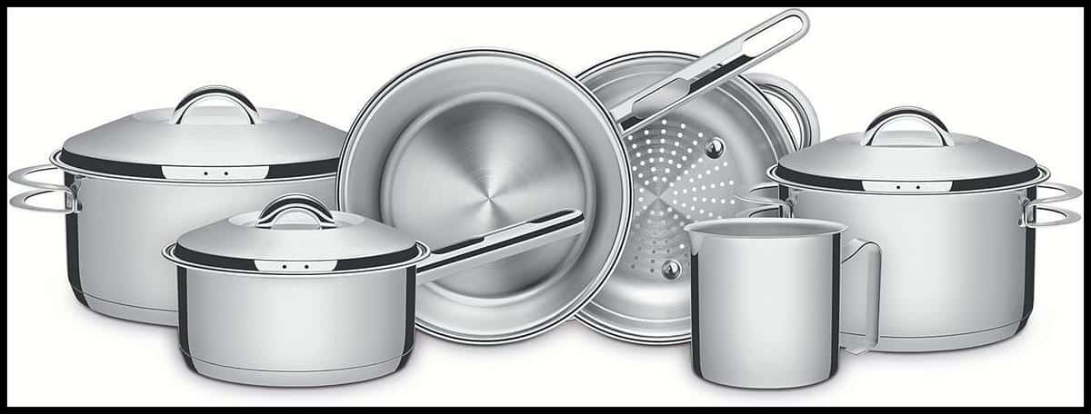 Jogo de Panelas Tramontina Solar em Aço Inox com Fundo Triplo e Tampas de Inox 6 Peças