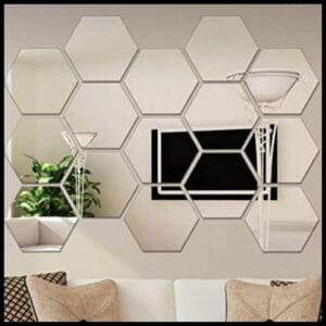 Kit 10 Espelhos Adesivos Decorativos Hexágonos