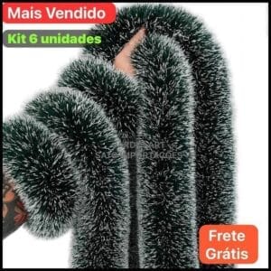Kit 12 metros Festão Pluma Verde Nevado Natal - Festões Grossos de 2m Cada"