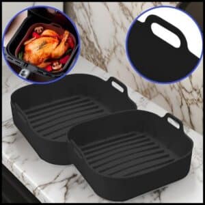 Kit 2 Forma de Silicone Air Fryer Grande 20CM Assadeira Fritadeira Quadrada