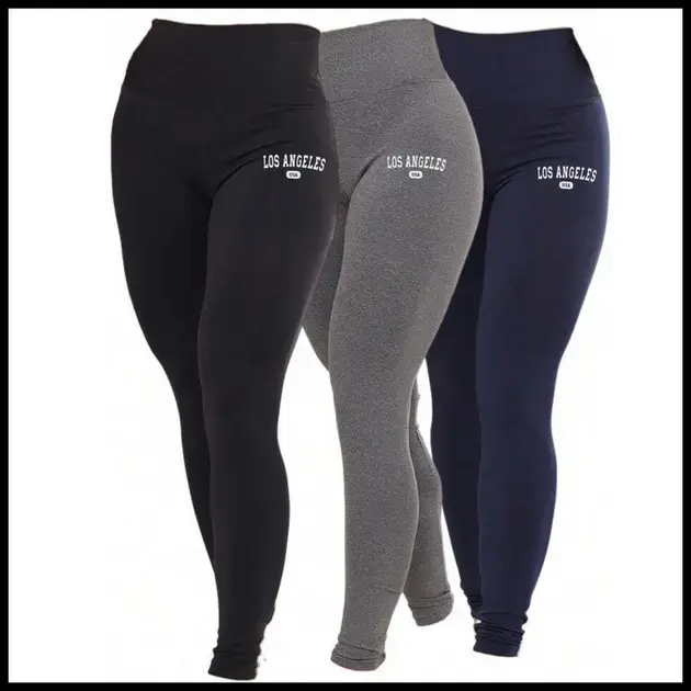 Kit 3 Calça Leg Legging Suplex Feminina Los Angeles
