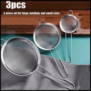 Kit 3 Peneira Coador De Peneiras Aço Inoxidável Para Cozinha Peneira De Cozinha