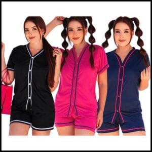 Kit 3 Pijamas Feminino Blogueirinha Curto/ Kit 3 Pijamas Feminino Aberto Longo