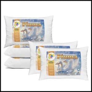 Kit 4 Travesseiro Pluma de Ganso Confortavel e Macio Antiacaro 70x50cm