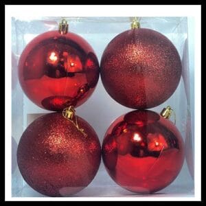 Kit Bola de Natal Decorativa Vermelha 10cm 4unid. Vivian Festas