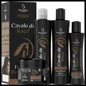 Kit Cavalo de Raça Bio Instinto 4itens Anti Queda Brilho Força Crescimento Salão Beleza Frizz