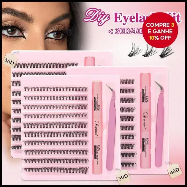 Kit De Extensão De Cílios Manjesen-Pacote Com 200 Cola E Pinças , Ondulados Em Forma De D