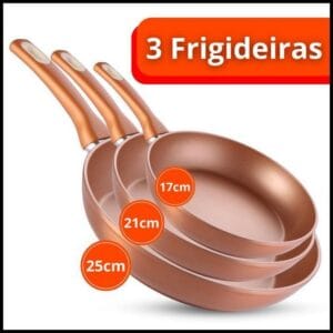 Kit Frigideira Antiaderente Grande Cerâmica Não Gruda Não Vai Óleo Utensilio Domestico Cozinha Dieta