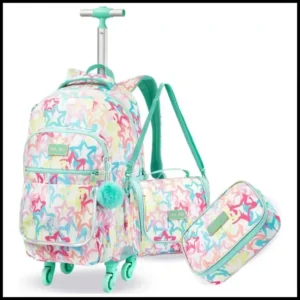 Kit Mochila Escolar Estrela Juvenil Rodinha 360° Feminino Passeio