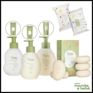 Linha Mamãe e Bebê Natura: Shampoo, Condicionador, Sabonete Líquido/Barra, Saboneteira ou Lenços Umedecidos