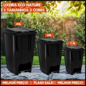 Lixeira Com Tampa Pedal 40 e 20 Litros Lixo Multiuso Para Cozinha Banheiro Escritório Área Gourmet Plástico Reforçado