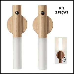 Luminaria Luz Led Recarregável Sensor de Movimento Arandela de Madeira Minimalista Para Mesa Parede