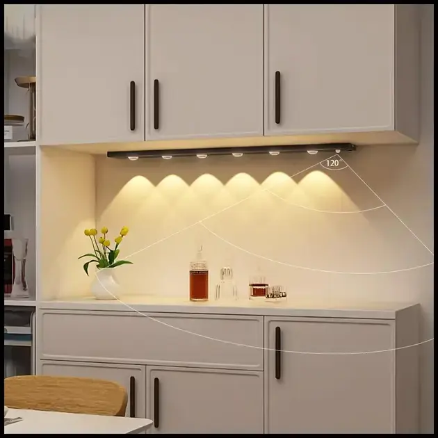 Luz de LED com Sensor para Armário 60cm Ultra Fina 3 Cores, Recarregável (Branco/Quente/Natural)-F9