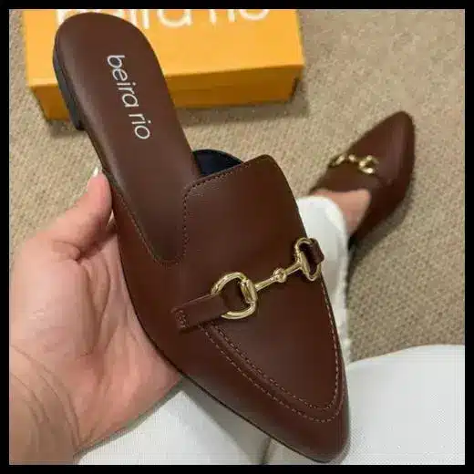 Mule Sapato Feminino Beira Rio Bico Fino Confortável Fivela Original