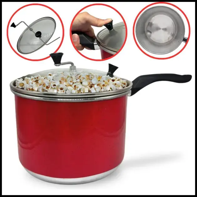 Panela Pipoqueira N°20 Alumínio com Tampa de Vidro 4 Litros(Pipoqueira de Aluminio)