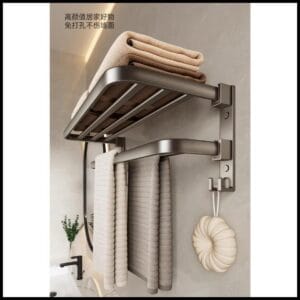 Porta Toalha Suporte Toalheiro Banheiro Duplo Aço Inox Premium Retratil 90° Sem adesivos, precisa fazer furos