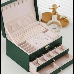 Porta Joia Grande 3 Camada Multifuncional Feminino com gaveta