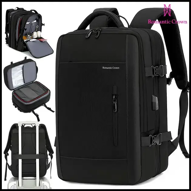 ROMANTIC CROWN Mochila de Viagem MascuIina e Feminina ImpermeaveI Reforçada Executiva para Notebook