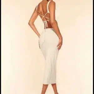 SHEIN BAE Sólido Com Renda Sem Costas Vestido Cami