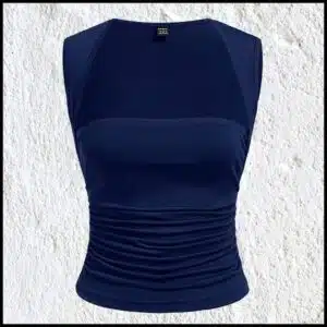 SHEIN EZwear Regata Azul Casual com Franzidos Laterais Sólida de Verão