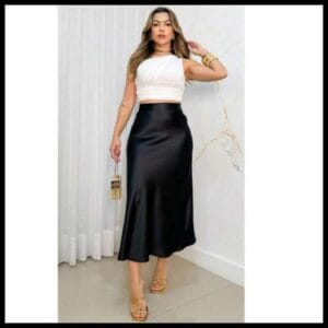 Saia acetinada Cetin sólido longa modelagem sereia