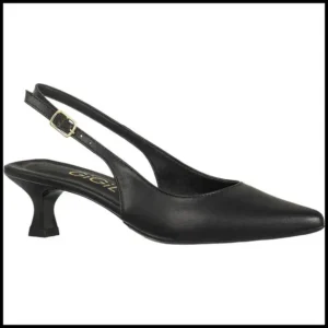 Sapato GiGiL Feminino Scarpin Slingback Bico Fino Salto Fino Verniz Onça Clássico Elegante
