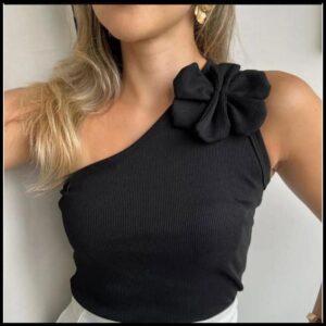 Blusa Ribana Com Detalhe De Flor Elegante e Confort