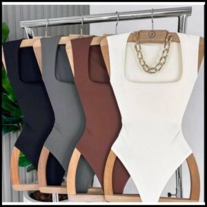 Body Collant Feminino Regata Blusa Decote Quadrado Com Forro Estilo Blogueira