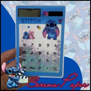 CALCULADORA SOLAR STITCH TRANSPARENTE COM GLITTER / PAPELARIA FOFA KAWAII / GEEK / MATERIAL ESCOLAR