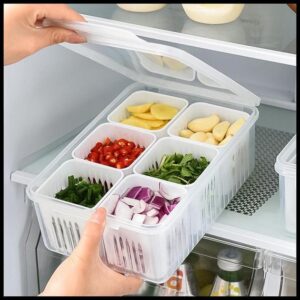 Caixa De Conservação 6 divisorias De Alho Acrílico Transparente Para Geladeira Doméstica Organizadores De Multi-função