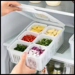 Caixa De Conservação 6 divisorias De Alho Acrílico Transparente Para Geladeira Doméstica Organizadores De Multi-função