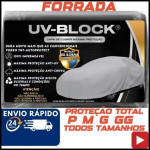 Capa Cobrir Carro Forrada 100% Impermeável Protege Sol Chuva Poeira P M G Capa Proteção