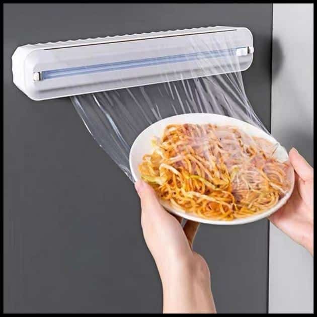 Cortador De Papel Filme Alumínio Dispenser Plástico Manteiga Embalador Para Cozinha Com Basa Magnética